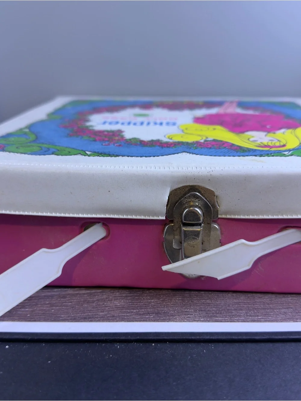 Vintage 1969 Mattel Skipper Doll Case Empty Pink White Handle Cracked